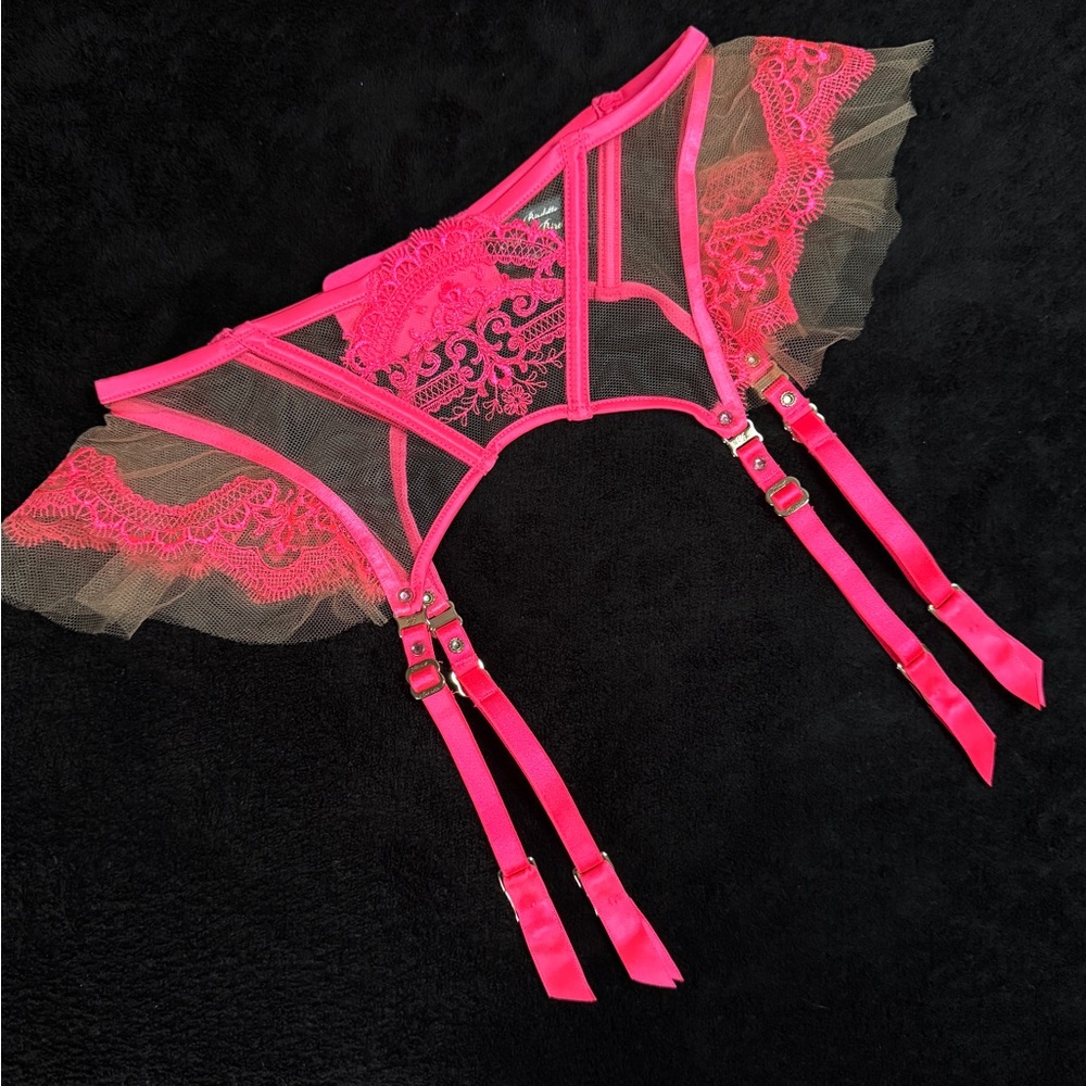 Honey Birdette Gabrielle Neon Pink Suspender XS